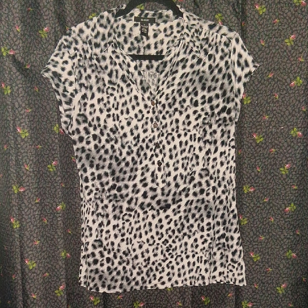 Monochrome Leopard Print Blouse